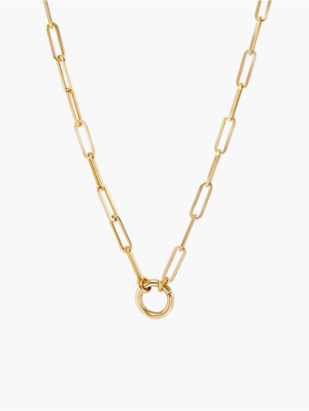 MEJURI 14K Gold Paperclip Chain Charm Necklace 16”